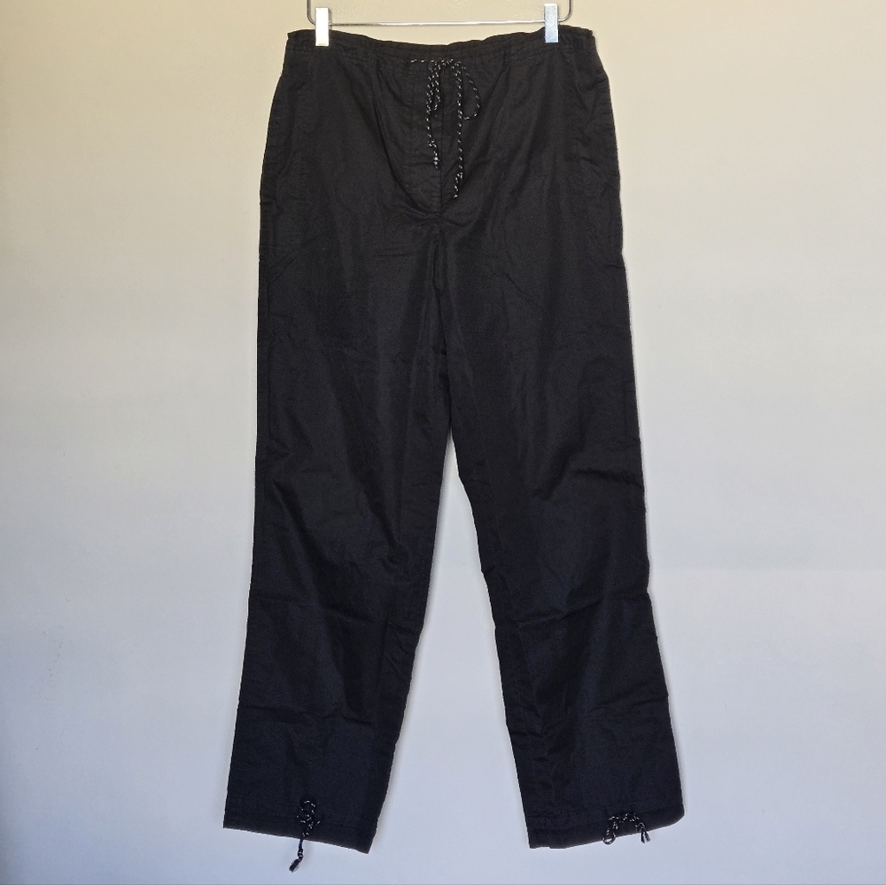 Vtg 80s 90s Ralph Lauren Green Label Drawstring Straight Leg Black Pants Size S
